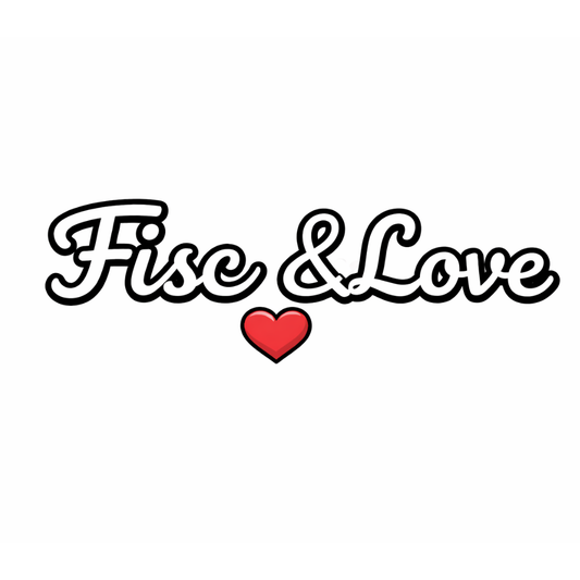 Logo fisc and love de la marque fisc & love sur fond blanc avec un cœur rouge 